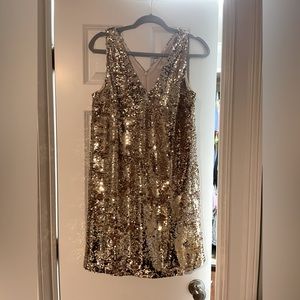Loft Gold Sequined Dress